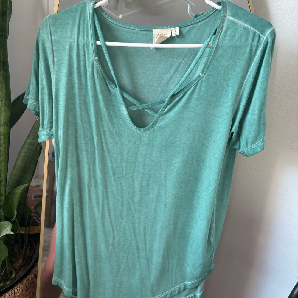 White Crow Seafoam Crisscross Tee
